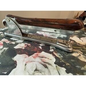 Ace Liner 502 Vintage Stapler Brown Swirl Marble Bakelite & Chrome Made In USA